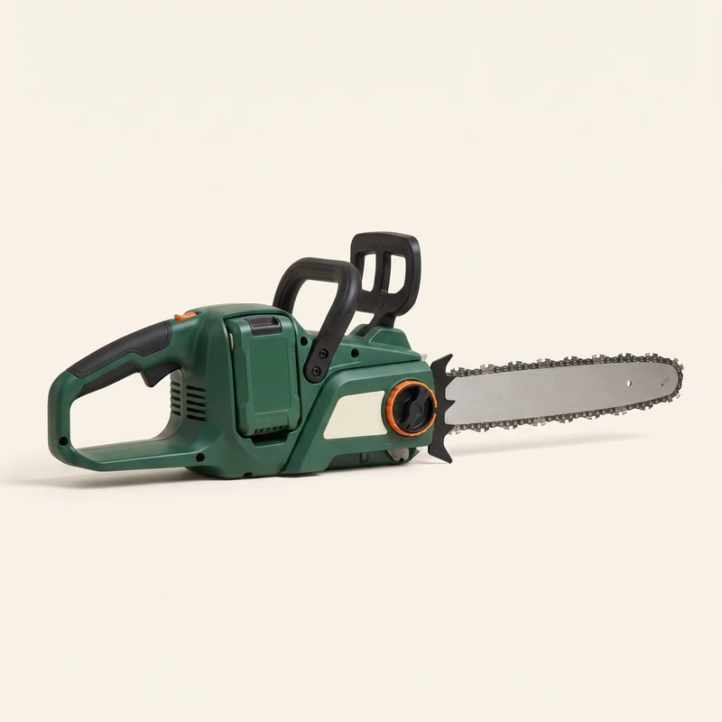 Cordless chainsaw with two batteries